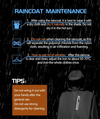 Vista 6 de V VALANCH Ropa de lluvia para hombre con bolsillo reflectante en el pecho y pantalones impermeables