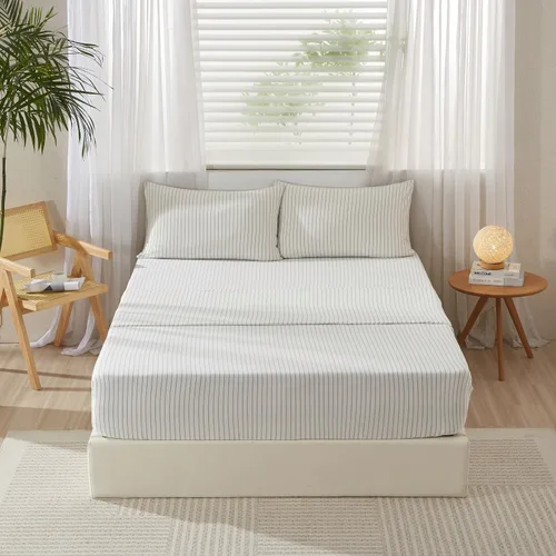 Vista 9 de LIFETOWN juego de sábanas bajeras de 3 piezas, 100 % algodón jersey de punto, 1 sábana bajera + 2 fundas de almohada, ultrasuaves y fáciles de poner