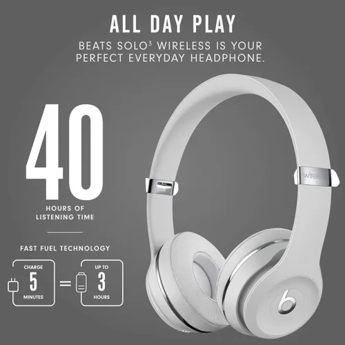 Vista 5 de Auriculares inalámbricos on-ear Beats Solo3 - Chip de auriculares Apple W1, Bluetooth clase 1, 40 horas de tiempo de escucha, micrófono incorporado