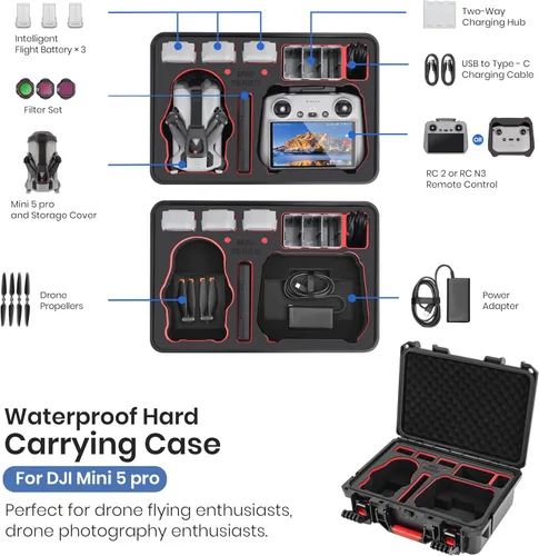 Vista 2 de STARTRC Mini 5 Pro Caso, funda impermeable para DJI Mini 5 Pro