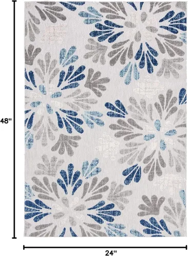 Vista 2 de SAFAVIEH Cabana Collection CBN800F - Alfombra decorativa floral para interiores y exteriores, no desprende pelusa, fácil de limpiar, 2 x 4 pies