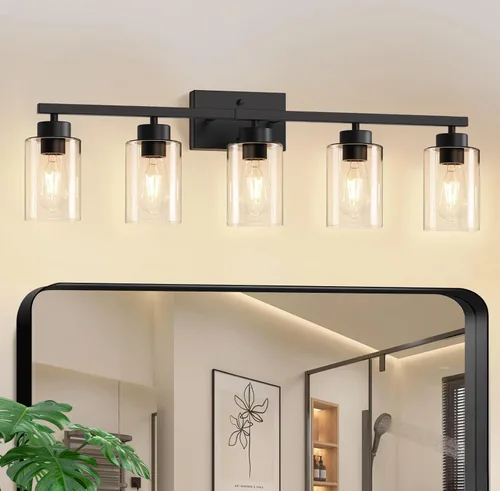 Vista 42 de IZORRO Lámparas de baño, modernas luces de tocador, accesorios de iluminación de baño sobre espejo con pantalla de vidrio transparente, aplique