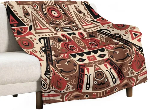 Vista 54 de Mantas de franela con patrón artístico rojo, beige, marrón oscuro, manta de franela de pintura al óleo abstracta de 30 x 40 pulgadas para sofá, cama