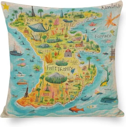 Vista 8 de Fundas de almohada Florida Keys - Funda de almohada con mapa colorido de isla de viajes y atracciones, mapa del estado de EE. UU., Fundas
