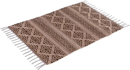 Vista 7 de Alfombra de trapo de algodón hecha a mano de 24 x 36 pulgadas, alfombra multicolor de 2 x 3 pies, tejida a mano, lavable y reversible para sala
