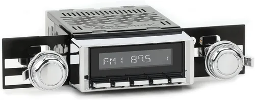 Vista 8 de Retro Manufacturing HB-115-121-03-73 Hermosa Radio de ajuste directo para vehículo clásico (cara negra y botones y bisel cromado)