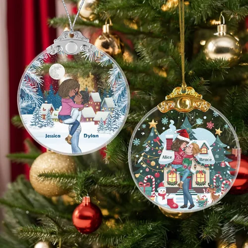 Vista 7 de 7 piezas de adorno de Navidad personalizado 2025, adorno de familia de muñeco de nieve con nombre y foto acrílico para decoración de árbol