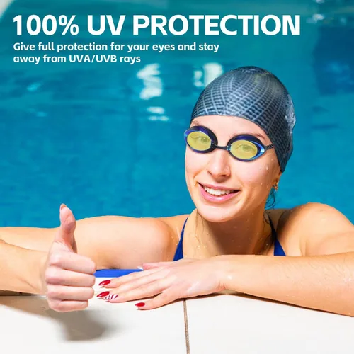Vista 5 de Racing Swim Goggles 2 Pack for Adult Men Women 180° Panoramic Clear View Bungee Strap Swimming Goggles No Leaking