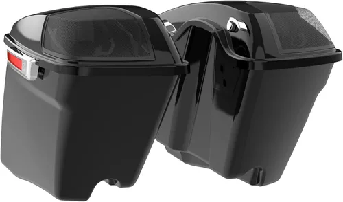 Vista 9 de SLMOTO Bolsas de sillín rígidas extendidas negras vívidas para Harley 2014-2020 Touring Road King FLHR Electra Road Street Glide FLHT FLHX Ultra