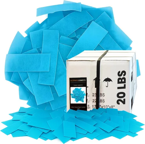 Vista 36 de Ultimate Confetti, Confeti Biodegradable Azul Bebé - Confeti de Papel de Seda Rectangular Revoloteante para Uso en Cañones y Lanzadores – Confeti