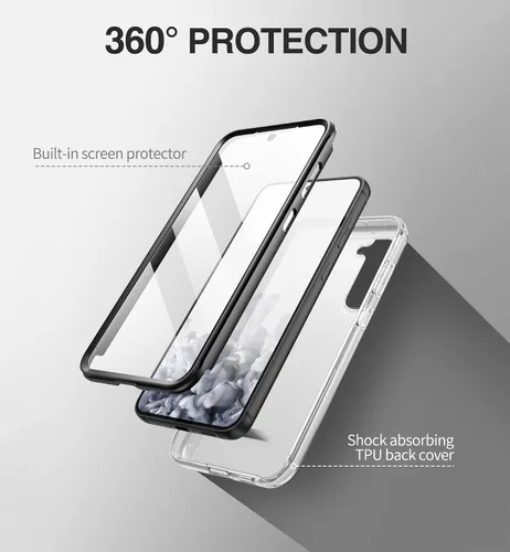 Vista 5 de SURITCH Funda para Samsung Galaxy S23 Plus, protector de pantalla integrado, protección de doble capa, protección completa, a prueba de golpes, Negro