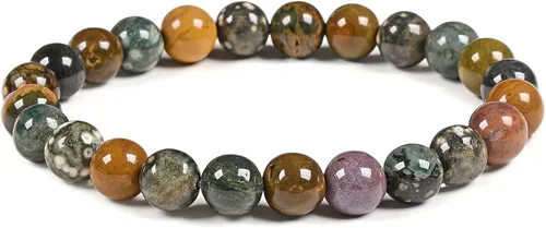 Vista 21 de Justinstones Gem - Pulsera elástica de cuentas redondas de 8 mm de gemas semipreciosas, unisex, de 7 pulgadas AA Thulite