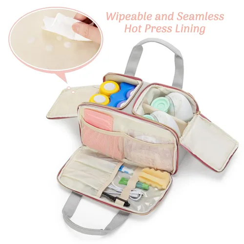 Vista 3 de Damero Bolsa de extractor de leche portátil con bolsa de hielo compatible con Elvie y la mayoría de bombas electrónicas Medela, bolsa de mano