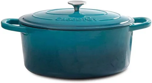Vista 16 de Crock-Pot Horno Holandés Artesanal Redondo de Hierro Fundido Esmaltado, 3 Cuartos, Aqua