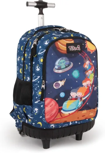 Vista 16 de Tilami Mochila con ruedas para niños y niñas, astronauta