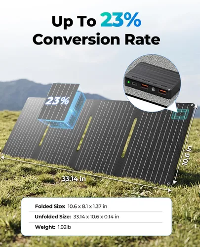 Vista 4 de SinKeu Estación de energía portátil de 300W 260Wh con panel solar de 40W Negro