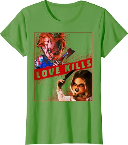 Vista 43 de Child's Play Chucky and Tiffany Love Kills T-Shirt Asphalt Grey