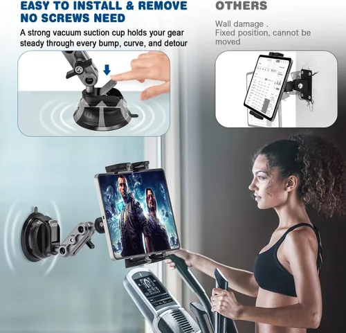 Vista 4 de Soporte de tableta para camión, soporte de tableta de automóvil, resistente súper ventosa/base adhesiva, soporte para iPad para salpicadero