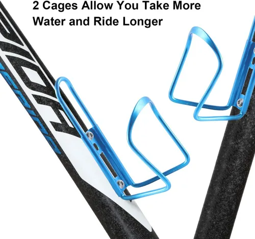 Vista 6 de Soporte ligero de aleación de aluminio para botella de agua para bicicleta, paquete de 2 para MTB y bicicleta de carretera