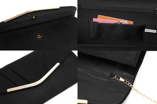 Vista 3 de MUDUO Women Faux Suede Envelope Clutch Purse Evening Handbag Foldover Shoulder Crossbody Bag
