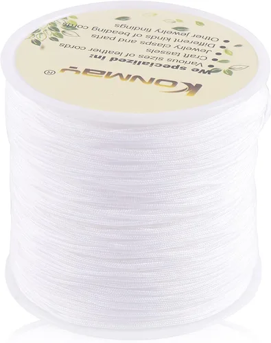Vista 50 de KONMAY 1 rollo de cuerda de nailon de 150 yardas, trenzado de 0.016 in de nailon Shamballa Macramé/cordón de cuentas, cordón de nudo chino, cuerda
