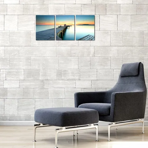 Vista 6 de Wieco Art 3 piezas de lienzo de paisaje marino impresiones de arte de pared, puesta de sol, océano, playa, pinturas para cocina, dormitorio, hogar