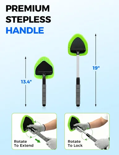 Vista 3 de XINDELL Herramienta de Limpiador de Parabrisas – Kit de Limpieza de Ventanas Interiores de Coche con Mango Extensible y 4 Almohadillas