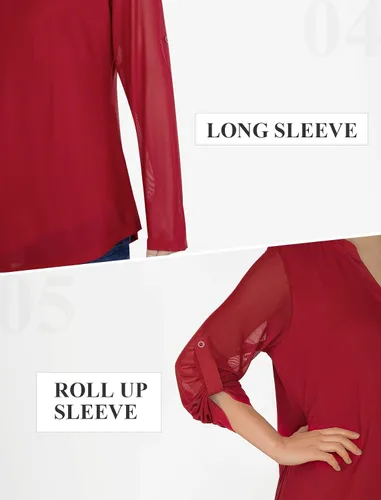 Vista 3 de SeSe Code Blusas de malla de manga 34 enrollables para mujer, blusas holgadas y elásticas