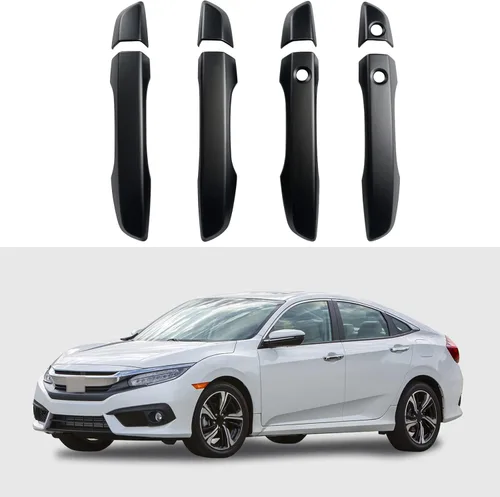 Vista 17 de Cubierta de Manija de Puerta Compatible con Honda Civic de 10ª Generación Sedan Hatchback Coupe Tipo R 2016 2017 2018 2019 2020 2021 Manijas