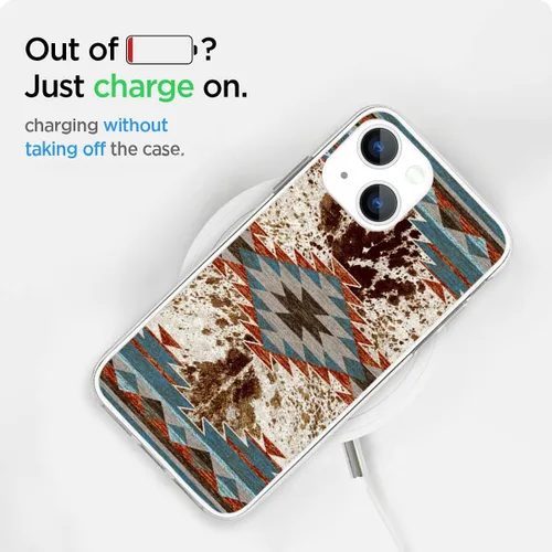 Vista 5 de Compatible con iPhone 15, funda protectora de piel de vaca retro occidental con estampado de animales de granja, vaquera howdy, boho, vaquero, país