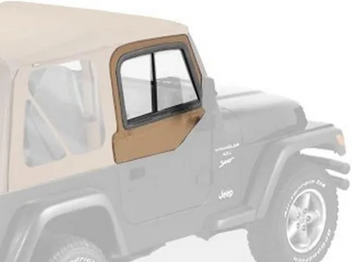 Vista 3 de Bestop Deslizantes Superiores de Puerta - Jeep Wrangler TJ '97-06 (Tela de Denim Negra; Ventana Deslizante Doble)