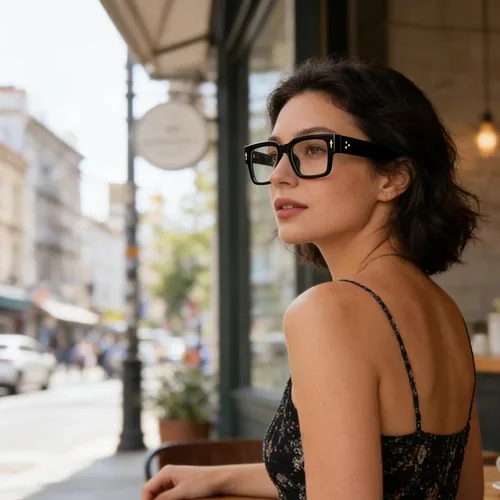 Vista 9 de PORADAY Gafas rectangulares para mujeres y hombres, lentes de luz azul, anteojos cuadrados negros