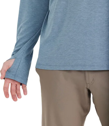 Vista 3 de Free Fly Sudadera con capucha cruzada de bambú para hombre, camisa elástica de peso premium para exteriores con orificios para los pulgares