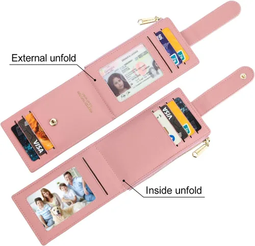 Vista 4 de CYANB RFID titular de la tarjeta de la cartera para las mujeres delgadas de la cremallera de la tarjeta de los casos de los organizadores