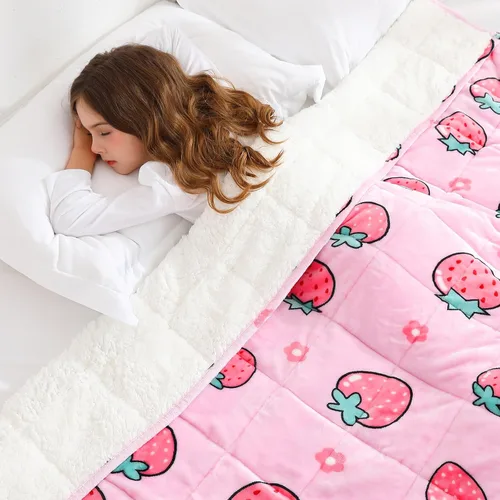 Vista 21 de Aemicion Manta con peso para niños de 7 libras, tamaño individual de 41 x 60 pulgadas, cómoda, suave y esponjosa Sherpa, manta pesada para niños