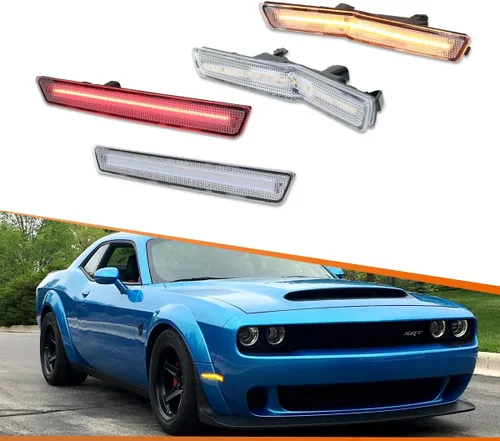 Vista 14 de ADIIL 2 luces LED laterales para Dodge Challenger Widebody 2018-22 Luces ámbar de lente transparente