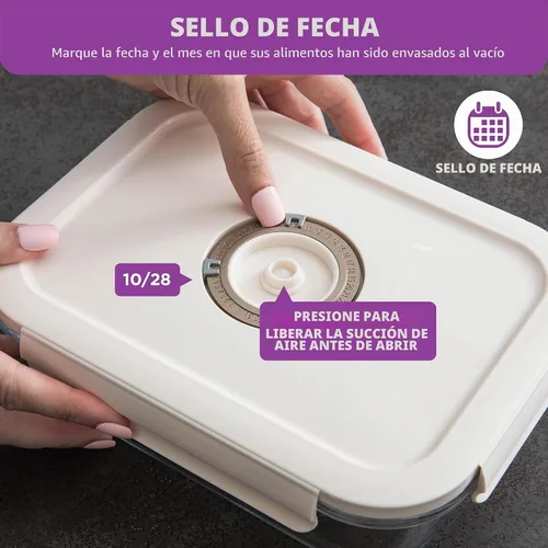 Vista 6 de HOLDN' STORAGE - Recipientes de almacenamiento de alimentos con sellado al vacío, juego de 4 Glass Containers, One Electronic Pump, Keep Food