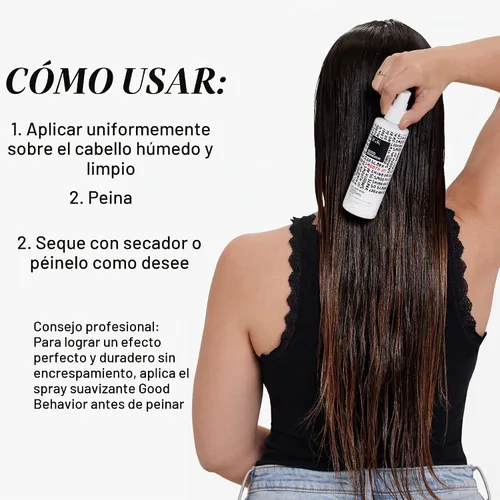 Vista 5 de IGK GOOD BEHAVIOR Spray Preparador 4 en 1 Deja en + Desenreda + Protector térmico Vegano + Sin crueldad 7 onzas Controla el encrespamiento