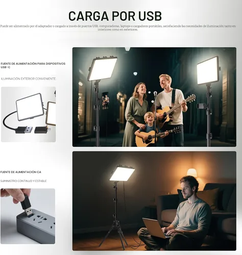 Vista 5 de NiceVeedi Kit de iluminación para fotografía, 2800-6500K Kit de luz LED bicolor para video, luz de estudio regulable con soporte de trípode