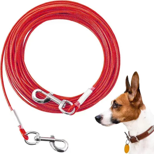 Vista 26 de Cable de Amarre para Perros, 10/20/30/50/100 Pies, Correas para Perros a Prueba de Mordidas para el Patio, Cable de Amarre Resistente para Perros