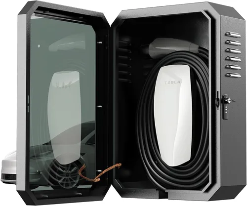 Vista 3 de YONZEE Caja de estación de carga de pared para Tesla Model Y Juniper 3 S X, funda protectora de cubierta de carga de vehículo eléctrico