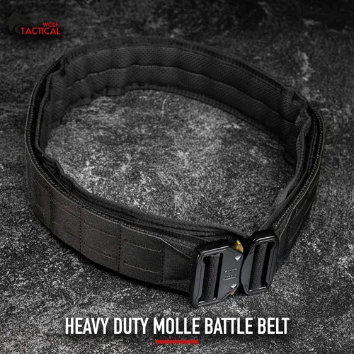 Vista 3 de WOLF TACTICAL Cinturón de Batalla Molle – Cinturón de Guerra Cinturones de Batalla Cinturón Táctico para Armas Cinturón de Servicio 2" Cinturón