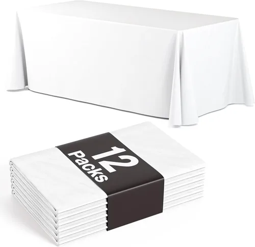 Vista 8 de Paquete de 6 manteles rectangulares desechables de plástico color negro, 70 x 120 pulgadas, para fiestas, mantel rectangular, manteles desechables