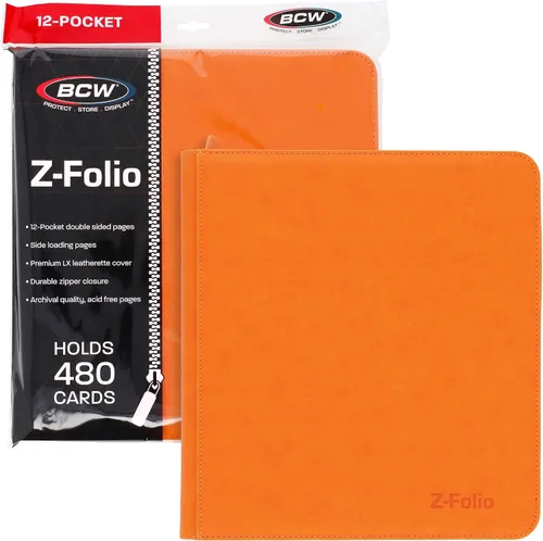Vista 7 de BCW Z-Folio LX - Cartera con cremallera – Álbum de 12 bolsillos de cuero sintético azul premium – Cremallera segura – Capacidad de 480 tarjetas
