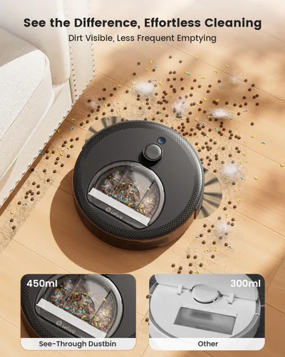 Vista 13 de [Usado] Lefant - Robot aspirador y limpiador LiDAR, con recipiente de polvo visible de 450ml, evitación de obstáculos PSD mejorada de 190°, limpieza