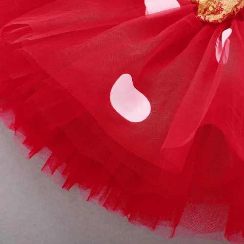 Vista 4 de Ropa de medio cumpleaños para niñas con diseño de lunares, 12 forma a uno, falda tutú, orejas de ratón, diadema de princesa