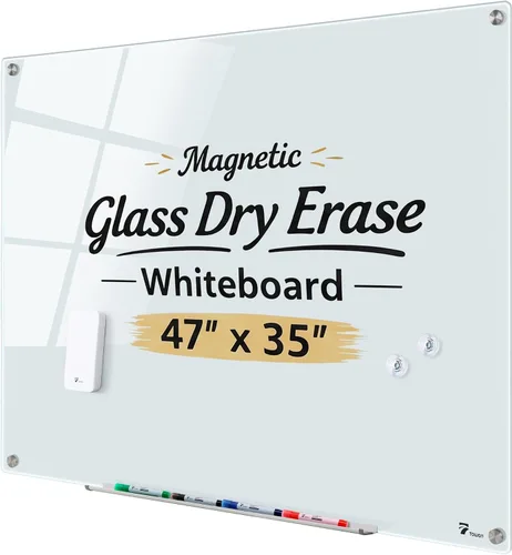 Vista 14 de TOWON Pizarra blanca de cristal de 6 x 4 pies, pizarra blanca magnética negra de borrado en seco de 72 x 48 pulgadas, pizarra de borrado en seco