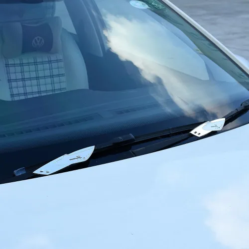 Vista 4 de 1 Par Soporte de Limpiaparabrisas de Coche Spoiler de Aleta de Escobilla de Limpiaparabrisas Tabletas de Presión, Todo Plateado