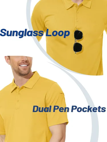 Vista 3 de TACVASEN - Camiseta de cuello polo táctica para hombre, diseño de manga larga y corta, para deportes y uso al aire libre