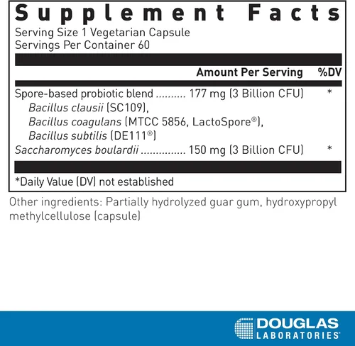 Vista 2 de Douglas Laboratories Multi-Probiotic Spore + SBC Apoyo para la salud gastrointestinal e inmune 60 cápsulas vegetarianas*